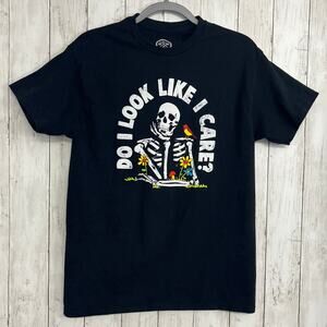 DOM Short Sleeve Funny Skeleton Graphic Print Crew Neck Cotton Tee T-Shirt